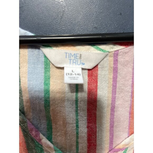 2 Linen Blend Sleevless toos Large Time and Tru Beachy Boho Lagenlook Lagom - Picture 12 of 15